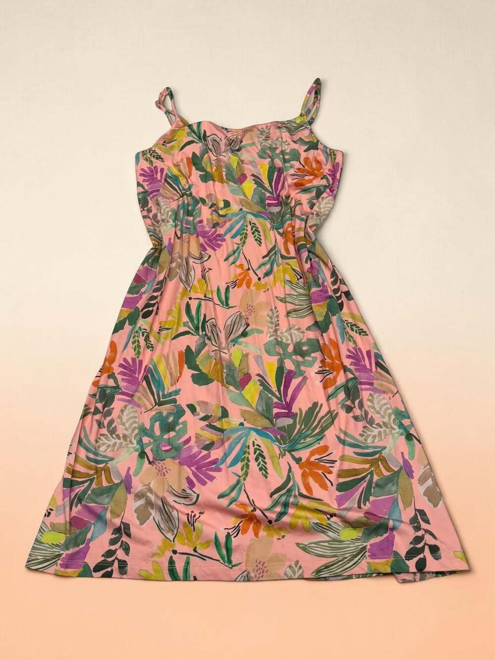 Power 2 The Flow Tropical Floral Print Spaghetti‎ Strap Dress Size S